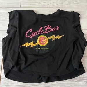 Cyclebar record player cutoff tank top, size large